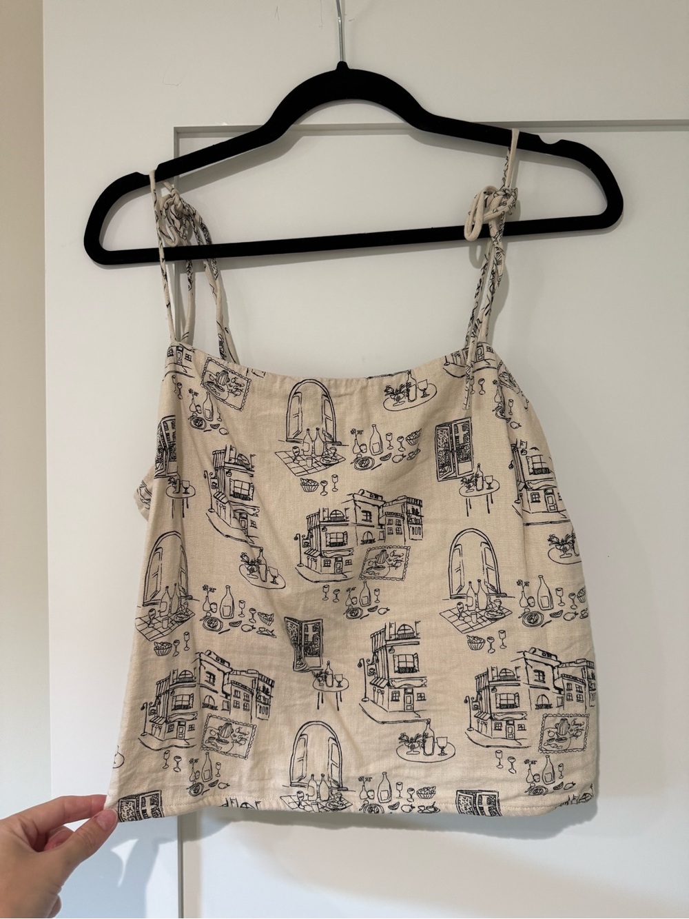 Abercrombie Tie-Strap Cream Printed Summer Tank Top